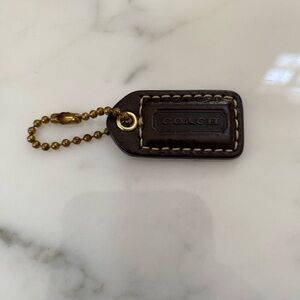 Coach Chocolate Brown Leather Hang Tag with Gold Chain
